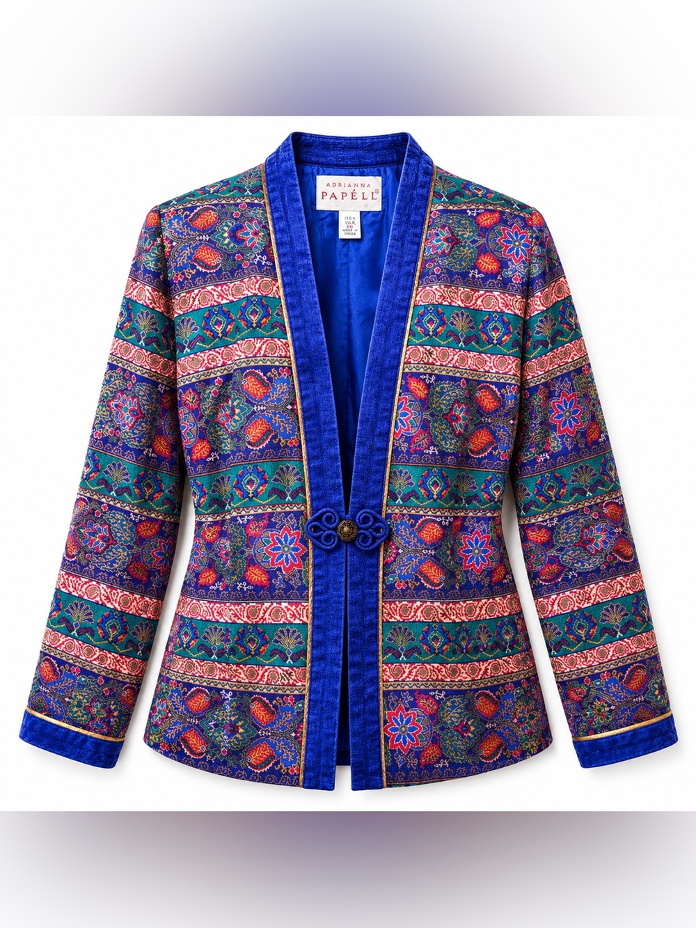 Vtg Adrianna Papell 100% Silk Paisley‎ Blazer Jacket 10 Frog Closure Whimsigoth